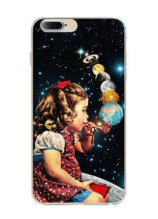 Силиконовый чехол бампер для iphone 7 plus с картинкой девочка