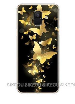 Tpu чехол бампер з картинкою для samsung a600f galaxy a6-2018 золоті метелики