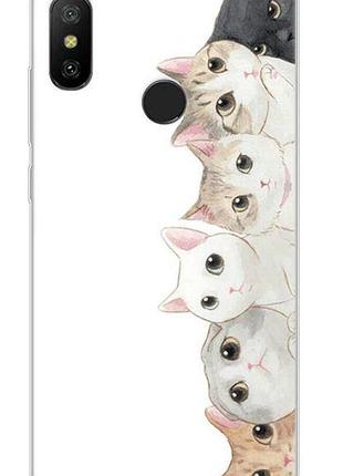 Чехол бампер с картинкой (силикон) для xiaomi mi a2 / mi 6x котята