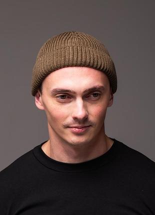 Шапка мужская докер плотная повязка, светло-коричневая