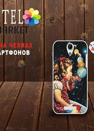 Эксклюзивный чехол накладка для doogee y100x с картинкой девочка с планетами