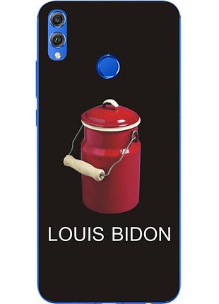 Антибрендовый силиконовый чехол для huawei honor 8x с картинкой louis bidon на черном фоне