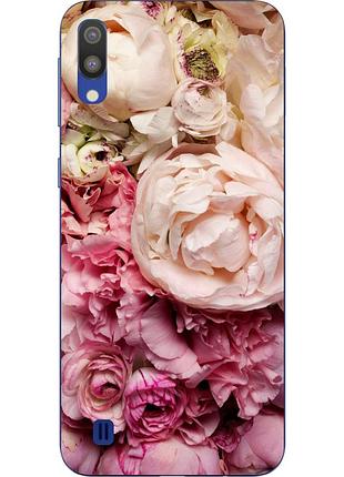 Силиконовый чехол бампер для samsung galaxy m10 / a10 с картинкой пионы