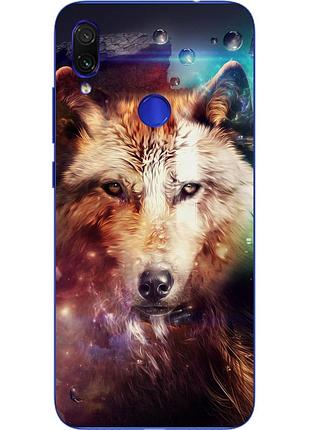 Бампер силіконовий чохол для xiaomi redmi 7 з картинкою космічний вовк