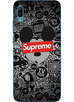 Силиконовый чехол для huawei y6 2019 с картинкой микки supreme