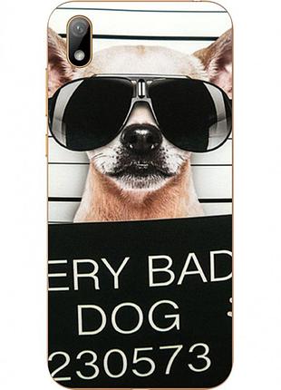 Силиконовый чехол для huawei y5 2019 с картинкой bad dog