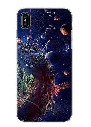 Силиконовый чехол бампер для iphone x с картинкой планета