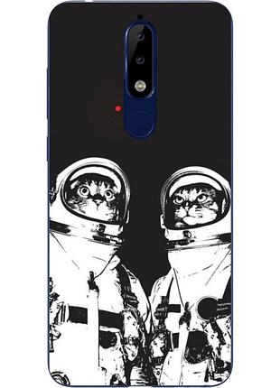 Силиконовый чехол бампер для nokia 5.1 2018 с картинкой космонавты коты