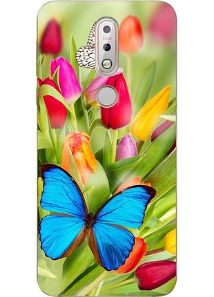 Силиконовый чехол для nokia 7.1 с картинкой тюльпаны