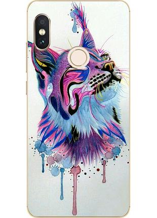 Силиконовый чехол для xiaomi redmi note 5 с картинкой рысь акварель