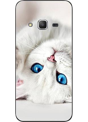 Чехол силиконовый для samsung j3 2016 galaxy j320 с картинкой белый котик