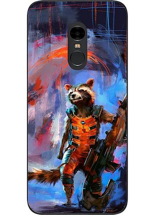 Бампер силіконовий чохол для xiaomi redmi note 4x з картинкою єнот ракета