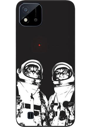 Силиконовый чехол бампер epik для realme c11 2021 с картинкой космонавты коты