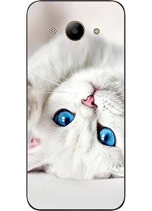 Чохол силіконовий для huawei y3 2017 з картинкою білий котик