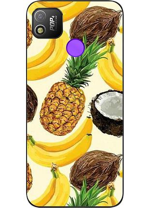 Силиконовый чехол бампер для tecno pop 4 с картинкой фрукты