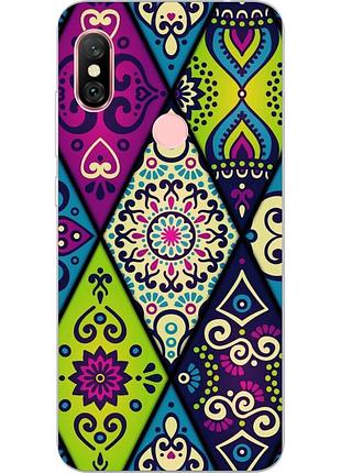Бампер силиконовый чехол с картинкой для xiaomi redmi note 6 pro ромбы
