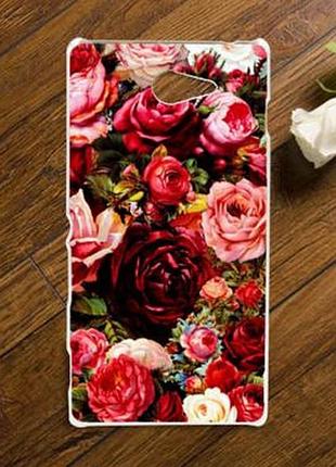 Силиконовый чехол бампер для sony xperia m2 / d2302 / d2303 с картинкой розы