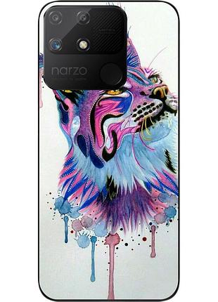 Силиконовый чехол epik для realme narzo 50a с картинкой рысь акварель