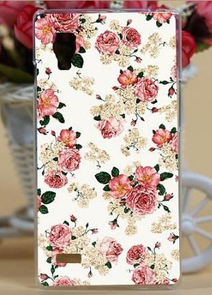 Силіконовий чохол бампер для lg optimus l9 p760 p765 з малюнком трояндочки