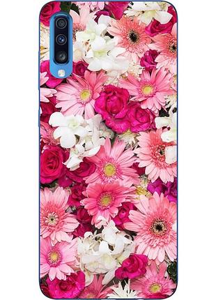 Силиконовый чехол бампер для samsung a70 2019 galaxy a705f с картинкой нежные цветы