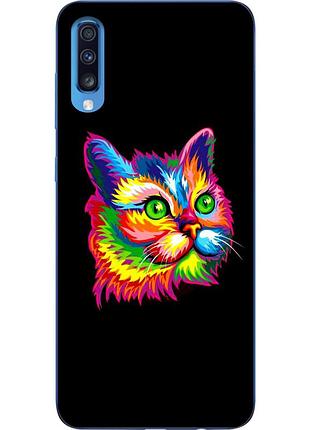 Силиконовый чехол с рисунком для samsung a70 2019 galaxy a705f яркий кот