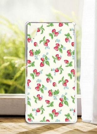 Силиконовый чехол бампер для sony xperia m4 aqua / e2333 с картинкой земляничка