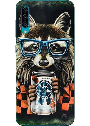 Силіконовий чохол для samsung a30s galaxy a307f з картинкою єнот в окулярах