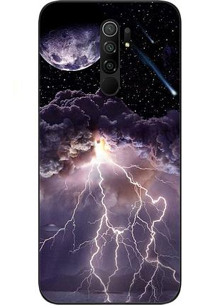 Силиконовый чехол бампер для xiaomi redmi 9 с картинкой молния