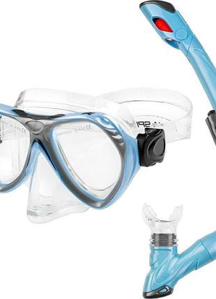 Набор маска и трубка aqua speed aura + evo 9945 голубой дит one size