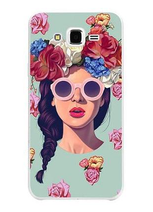 Ексклюзивний бампер з принтом для samsung galaxy j2 prime g532f дівчина в окулярах