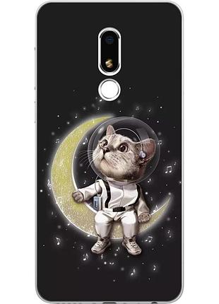 Силиконовый чехол с рисунком для meizu m8 lite котик на луне
