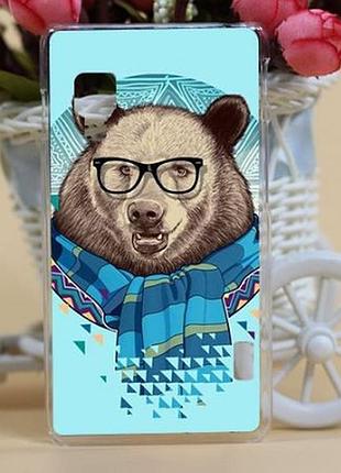Силиконовый чехол бампер для lg l5 ii dual e455 с картинкой медведь