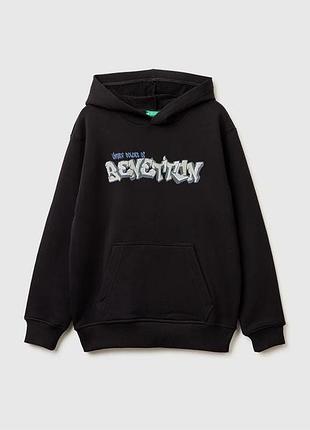 Дитяче чорне оверсайз худі benetton kl