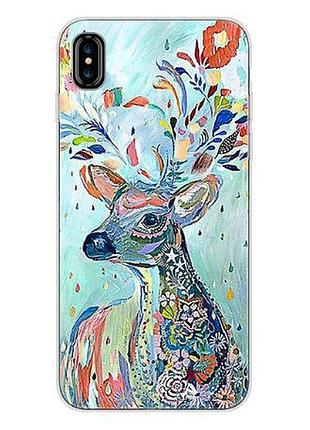 Силіконовий чохол бампер для iphone x з картинкою олень