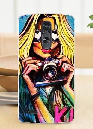 Чехол-накладка для lg g3 optimus d855 d857 с рисунком девушка с фотоаппаратом