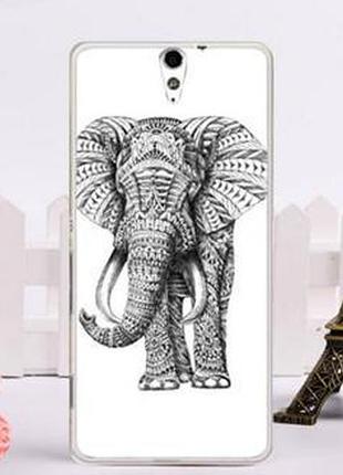 Силиконовый чехол бампер для sony xperia c5 / e5533 с картинкой слон