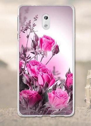Чехол с картинкой (силикон) для nokia 3 розовые розы