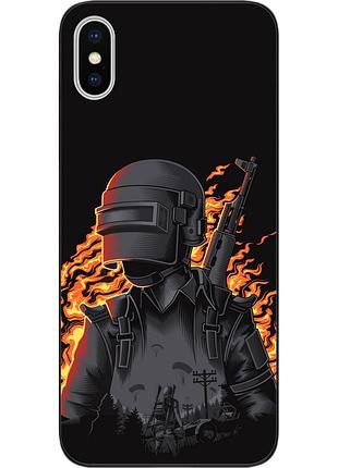 Бампер силиконовый чехол для iphone x с картинкой pubg