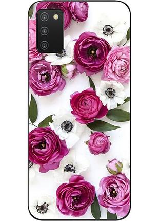 Силиконовый чехол бампер для samsung a03s galaxy a037 с картинкой цветы