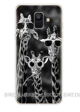 Силиконовый бампер чехол для samsung a600f galaxy a6-2018 с картинкой жирафы