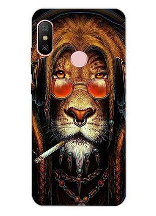 Силіконовий чохол накладка з принтом для xiaomi mi a2 / mi 6x лев в окулярах