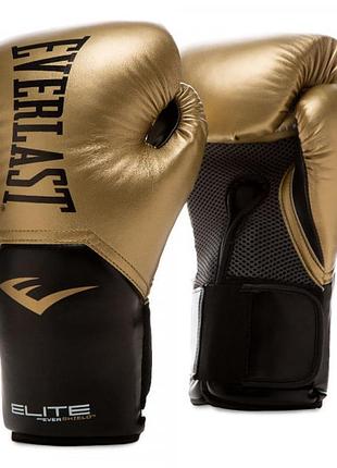 Боксерские перчатки everlast elite training gloves золотой уни 10 унций