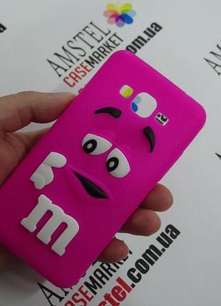 Об'ємний 3d силіконовий чохол для samsung galaxy grand prime g530 m&m's рожевий