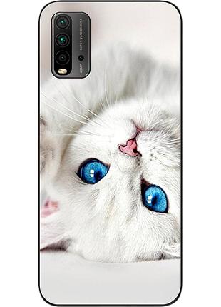 Оригинальный чехол для xiaomi redmi 9t с картинкой белый котик