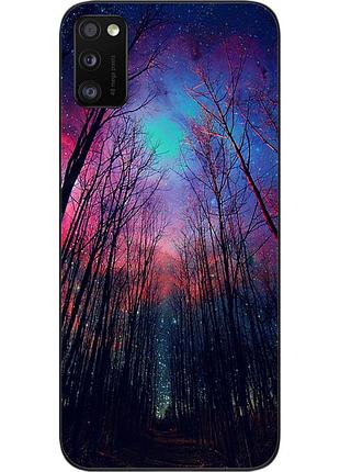 Чехол силиконовый для samsung a41 galaxy a415f с картинкой лес космическое небо