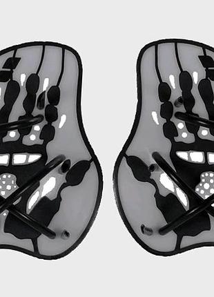 Лопатки для плавания arena vortex evolution hand paddle серебряный, черный уни m