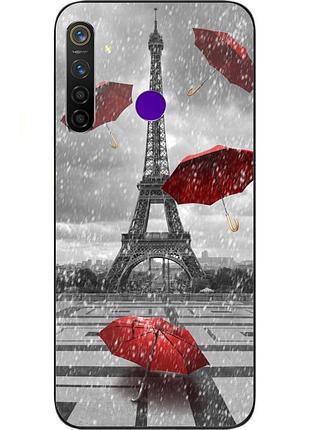 Бампер силиконовый чехол для realme 5 pro с картинкой париж