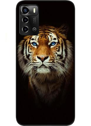 Силиконовый чехол для zte blade a72 с картинкой тигр