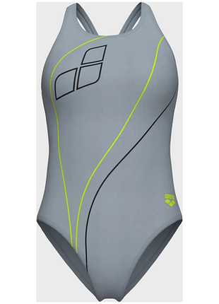 Купальник слитный для женщин arena trail swimsuit v back серый жин 38