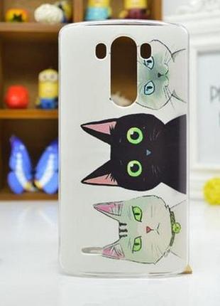 Силиконовый чехол накладка для lg g3s optimus g3mini d722 d725 с рисунком три кота